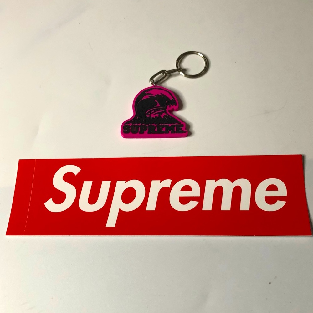 Supreme Pink Wave Keychain